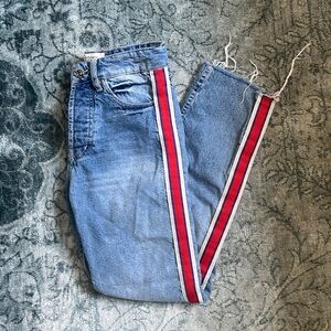 Zara Blue Jeans with Red Stripe
